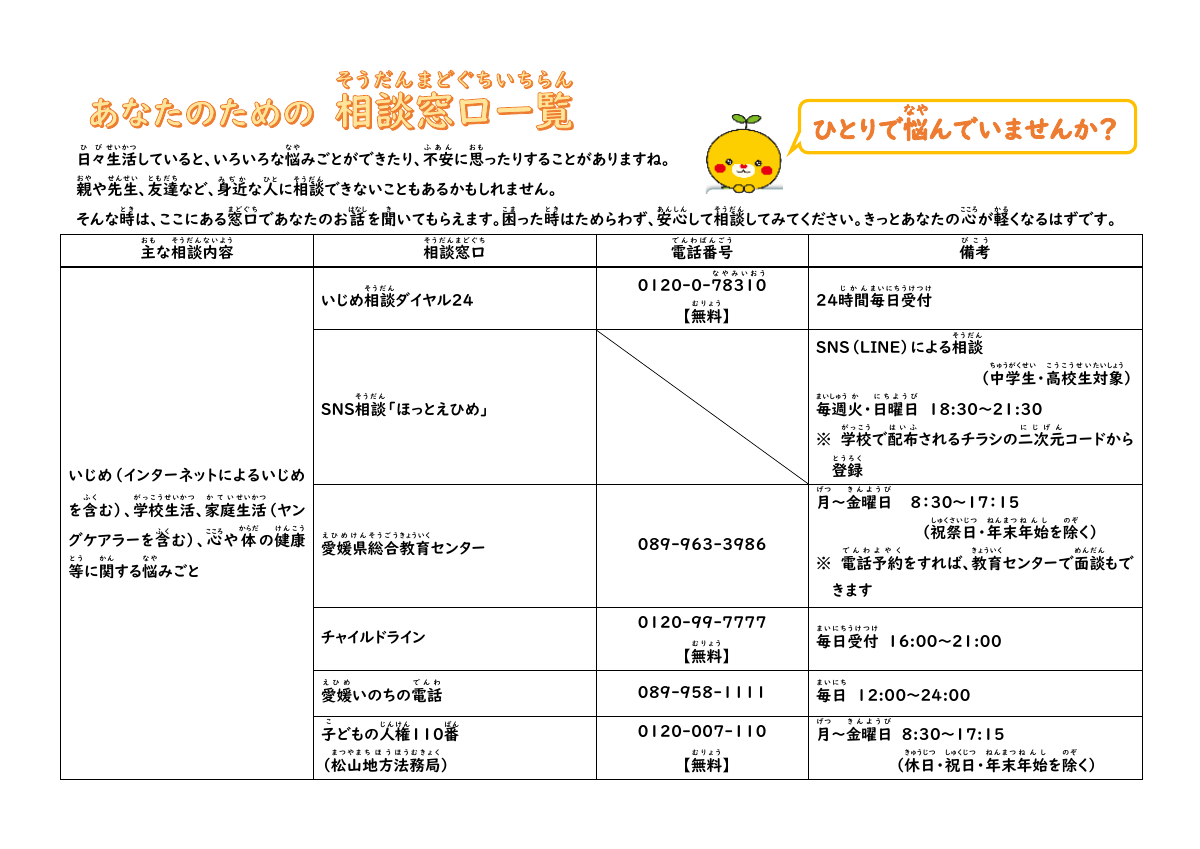 あなたのための相談窓口.pdfの1ページ目のサムネイル